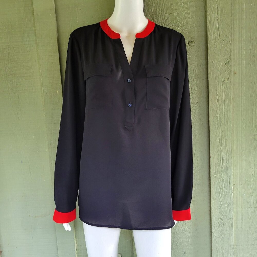 NWT THE LIMITED Black Red Blouse Shirt Large L